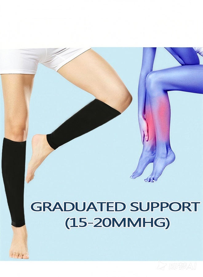 Calf Compression Sleeves for Men & Women - 15-20 mmHg Graduated Support for Running, Travel, and Daily Wear, Reduces Swelling and Fatigue (1 Pair, Black, M) - Image 5
